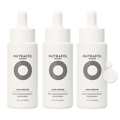 Nutrafol Women's Hair Serum three 1.7 fl oz bottles front view