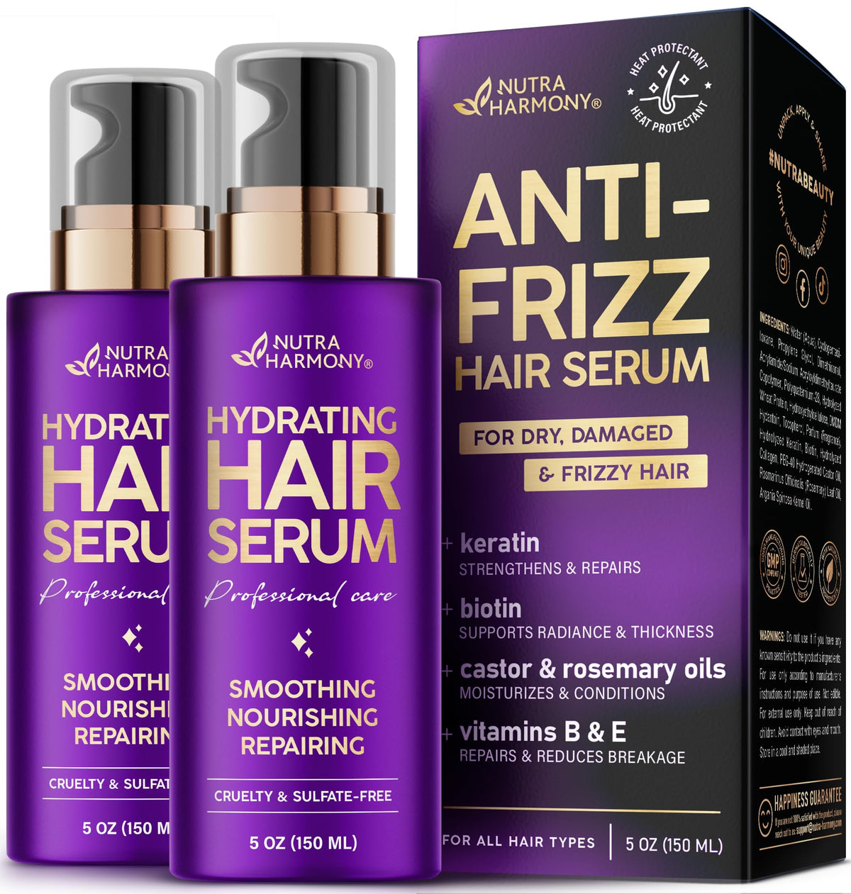 NUTRAHARMONY Hydrating Hair Serum 2-Pack front view