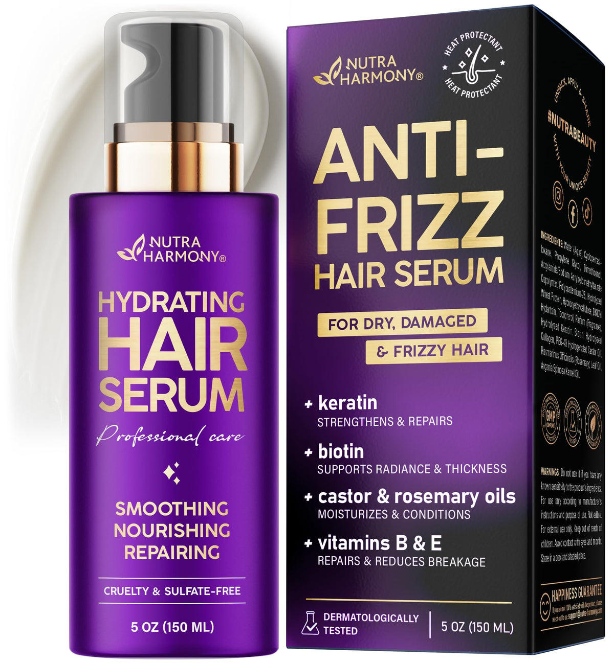 NUTRAHARMONY Hydrating Hair Serum 5 oz front view