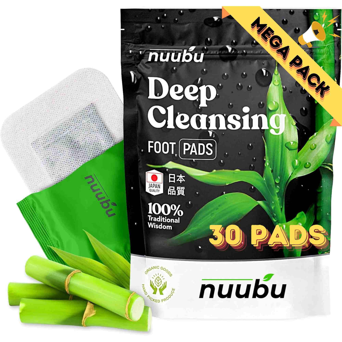 Nuubu Foot Pads 30 pack with natural herbal ingredients