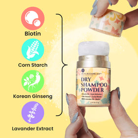 Nuva Botanicals Dry Shampoo Powder Lavender open container