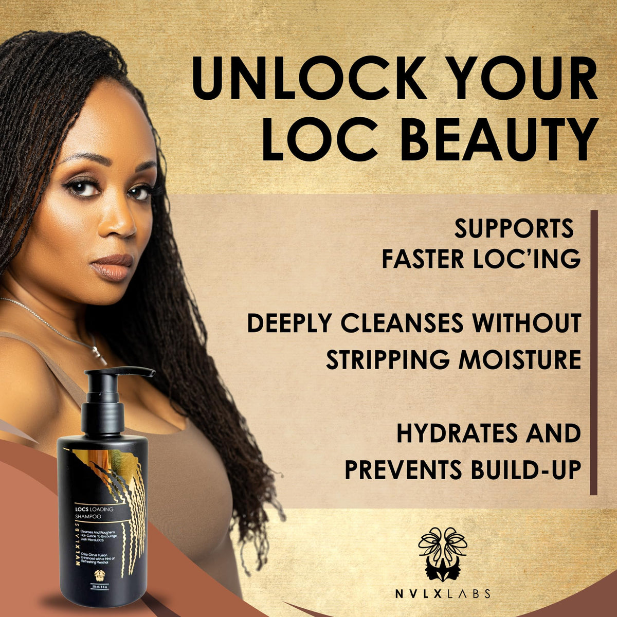 NVLX LABS Herbal Locs Shampoo 8 Oz packaging