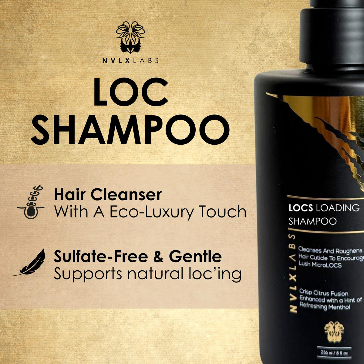 NVLX LABS Herbal Locs Shampoo 8 Oz side view