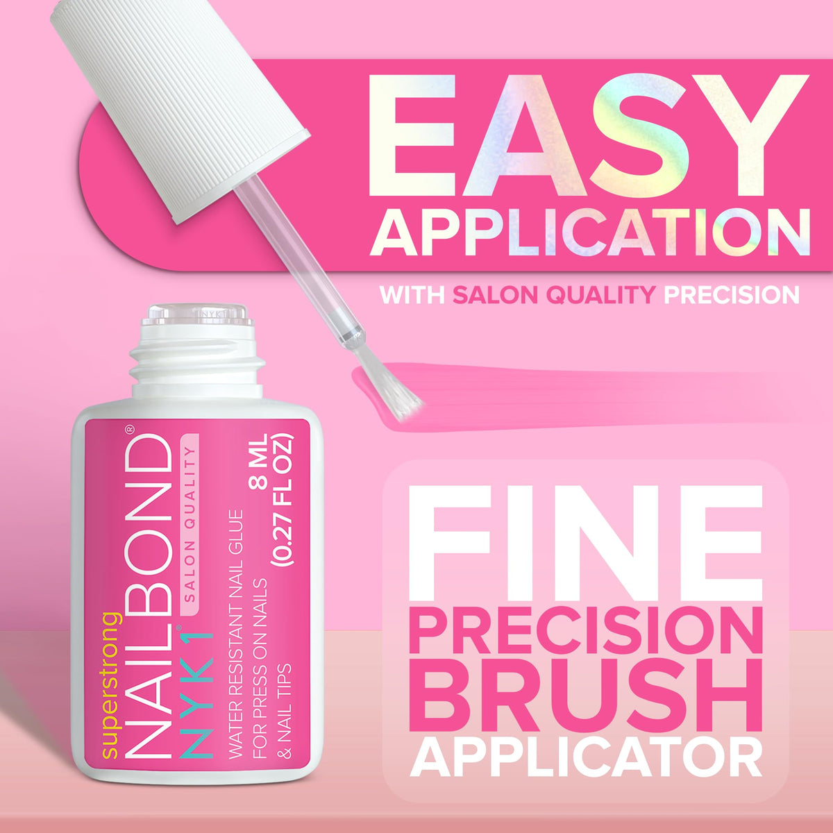 NYK1 Super Strong Nail Glue 8ml brush applicator close-up