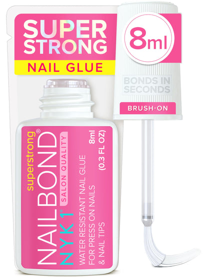 NYK1 Super Strong Nail Glue 8ml front view with precision brush