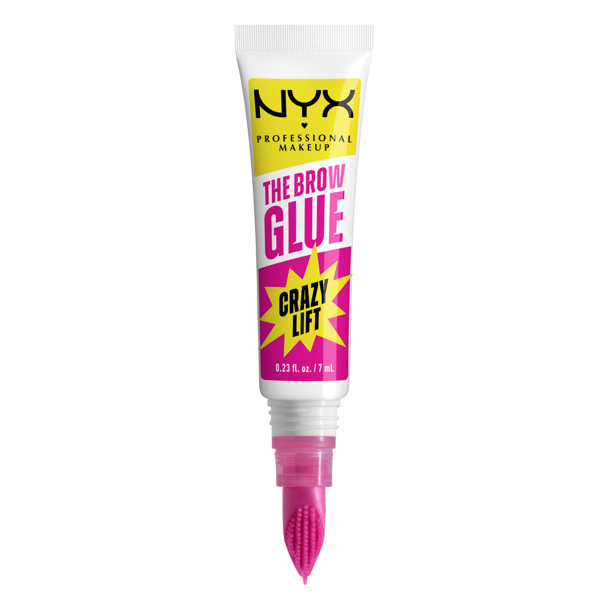 NYX Brow Glue Crazy Lift clear gel front view with comb