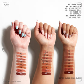 NYX Butter Gloss Sugar Glass displayed with other lip products
