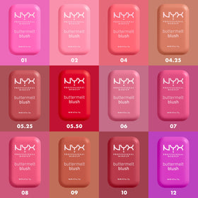 NYX Buttermelt Blush Butta Cherry Pop with other makeup products