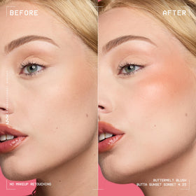 NYX Buttermelt Blush Butta Sunset Sorbet swatch on skin