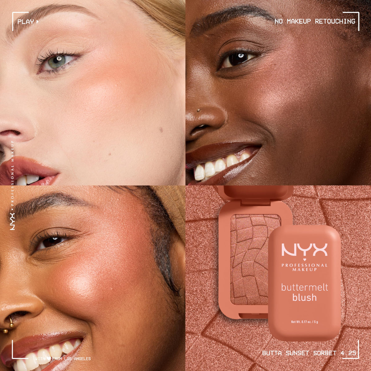 NYX Buttermelt Blush Butta Sunset Sorbet with brush