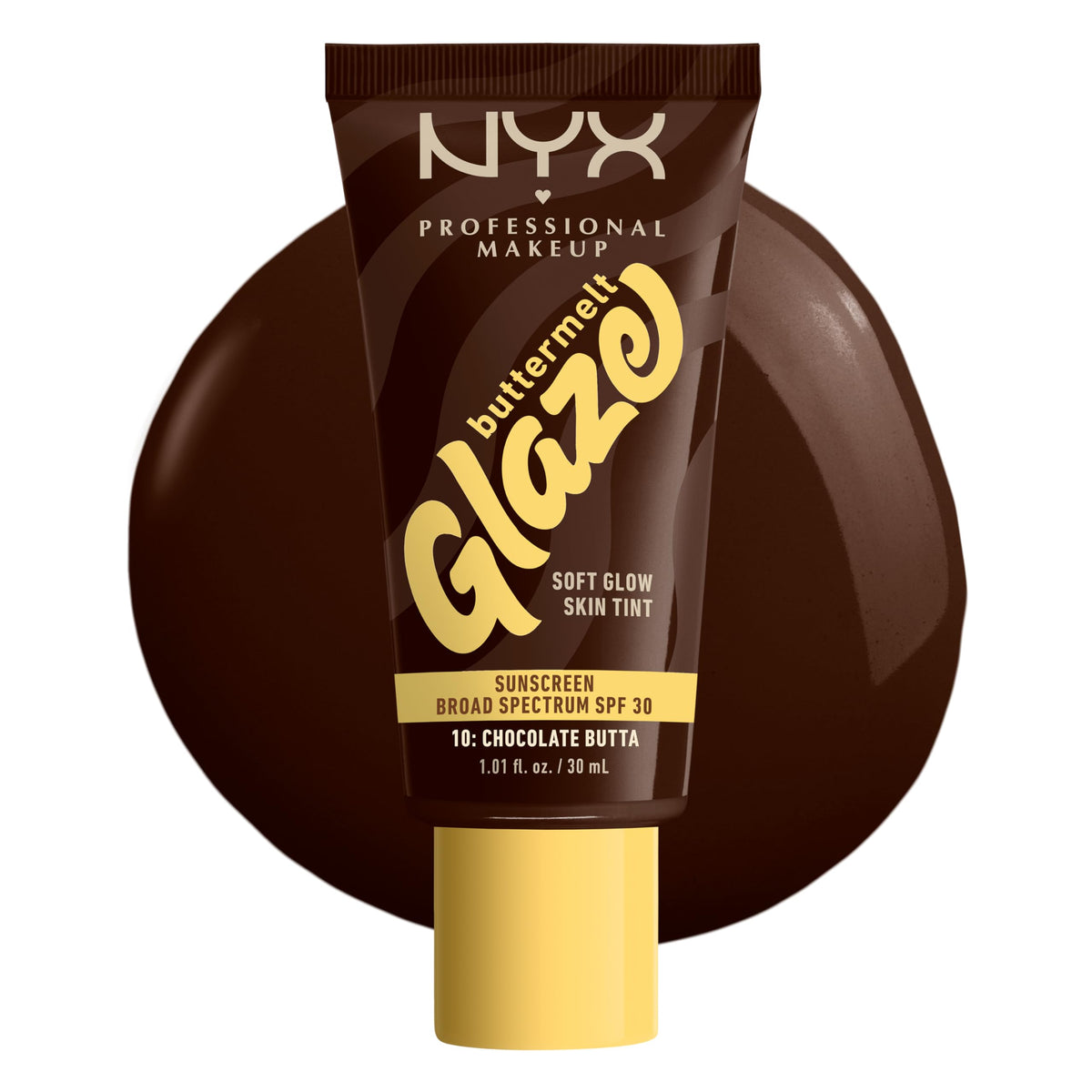 NYX Buttermelt Glaze Soft Glow Skin Tint 10 Chocolate Butta front view
