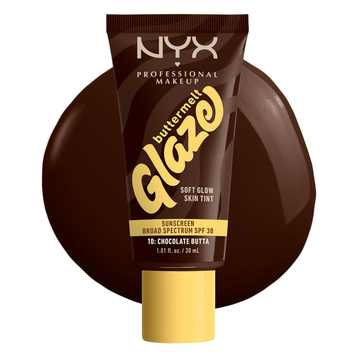 NYX Buttermelt Glaze Soft Glow Skin Tint 10 Chocolate Butta front view