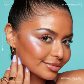 NYX Buttermelt Highlighter Holographic Lavender with other makeup products