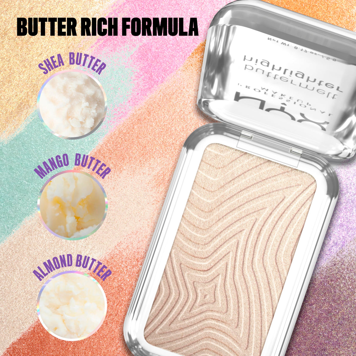 NYX Buttermelt Highlighter in a makeup setup