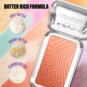 NYX Buttermelt Highlighter in use during makeup application