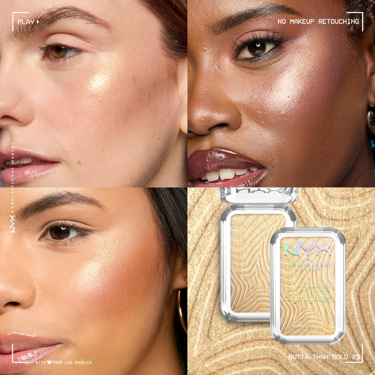 NYX Buttermelt Highlighter Light Gold swatch on skin