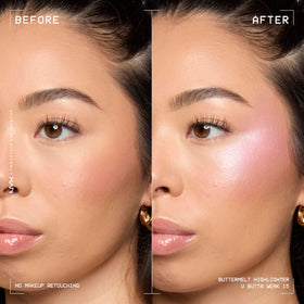 NYX Buttermelt Highlighter showing creamy texture on skin
