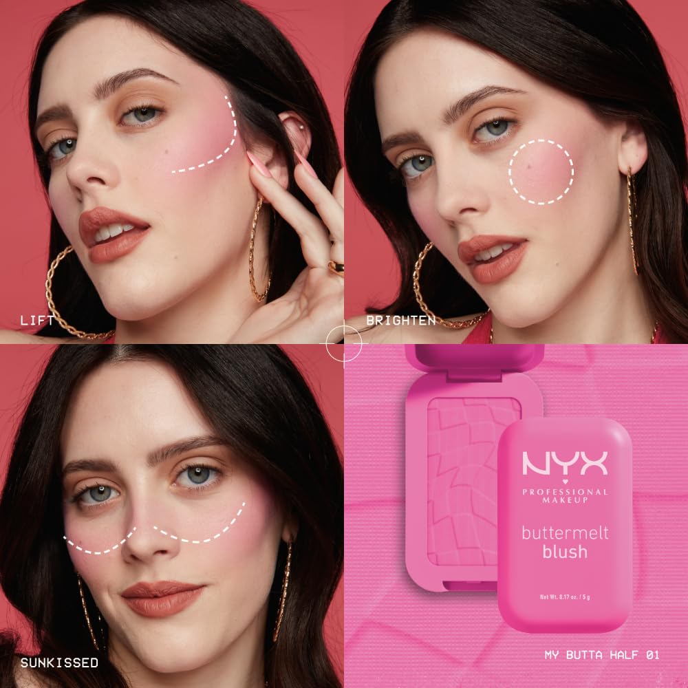NYX Buttermelt Powder Blush applied on cheeks