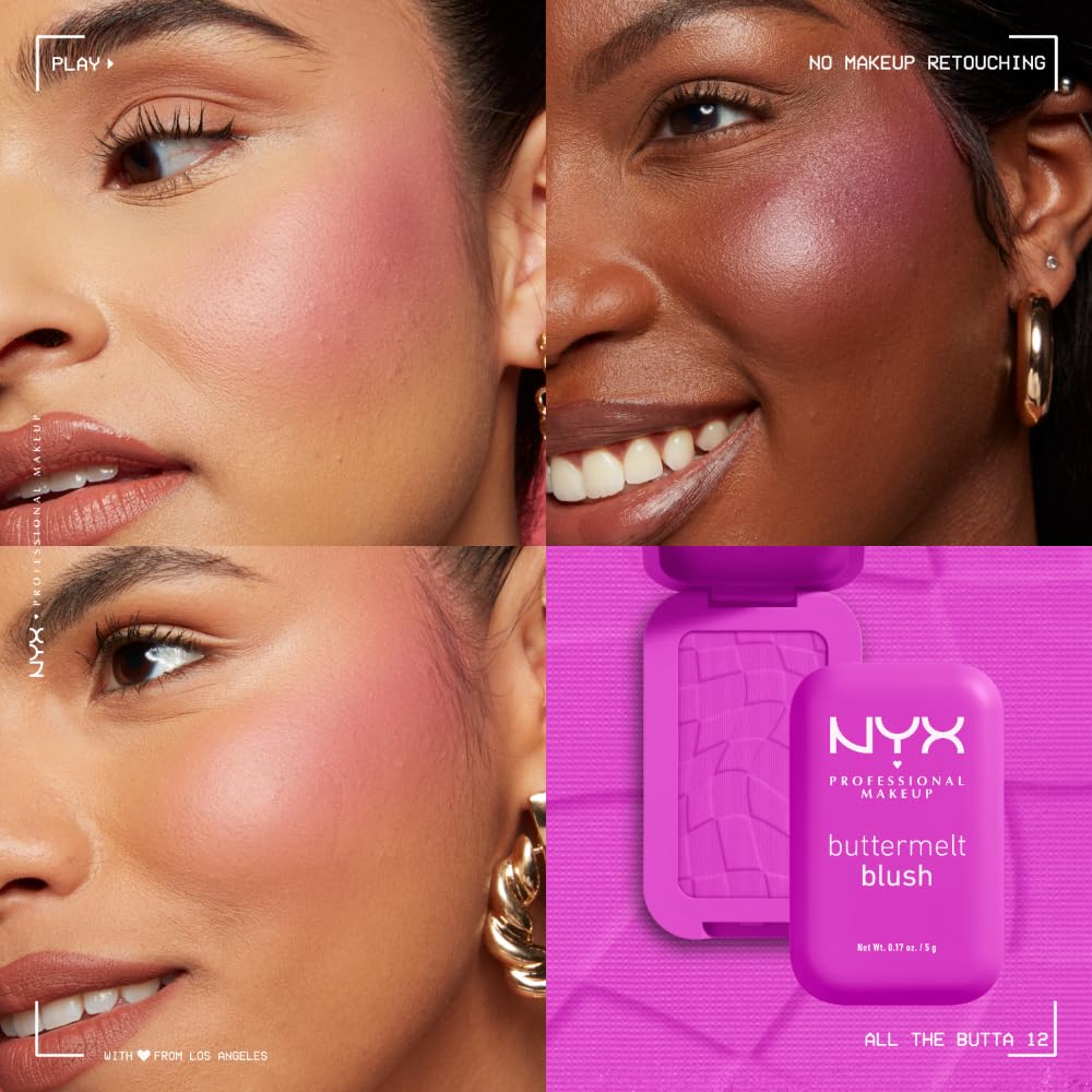 NYX Buttermelt Powder Blush in different shades display
