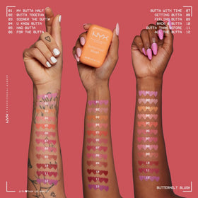 NYX Buttermelt Powder Blush with makeup brushes