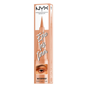 NYX Epic Ink Eyeliner Lil Toasty on a makeup vanity