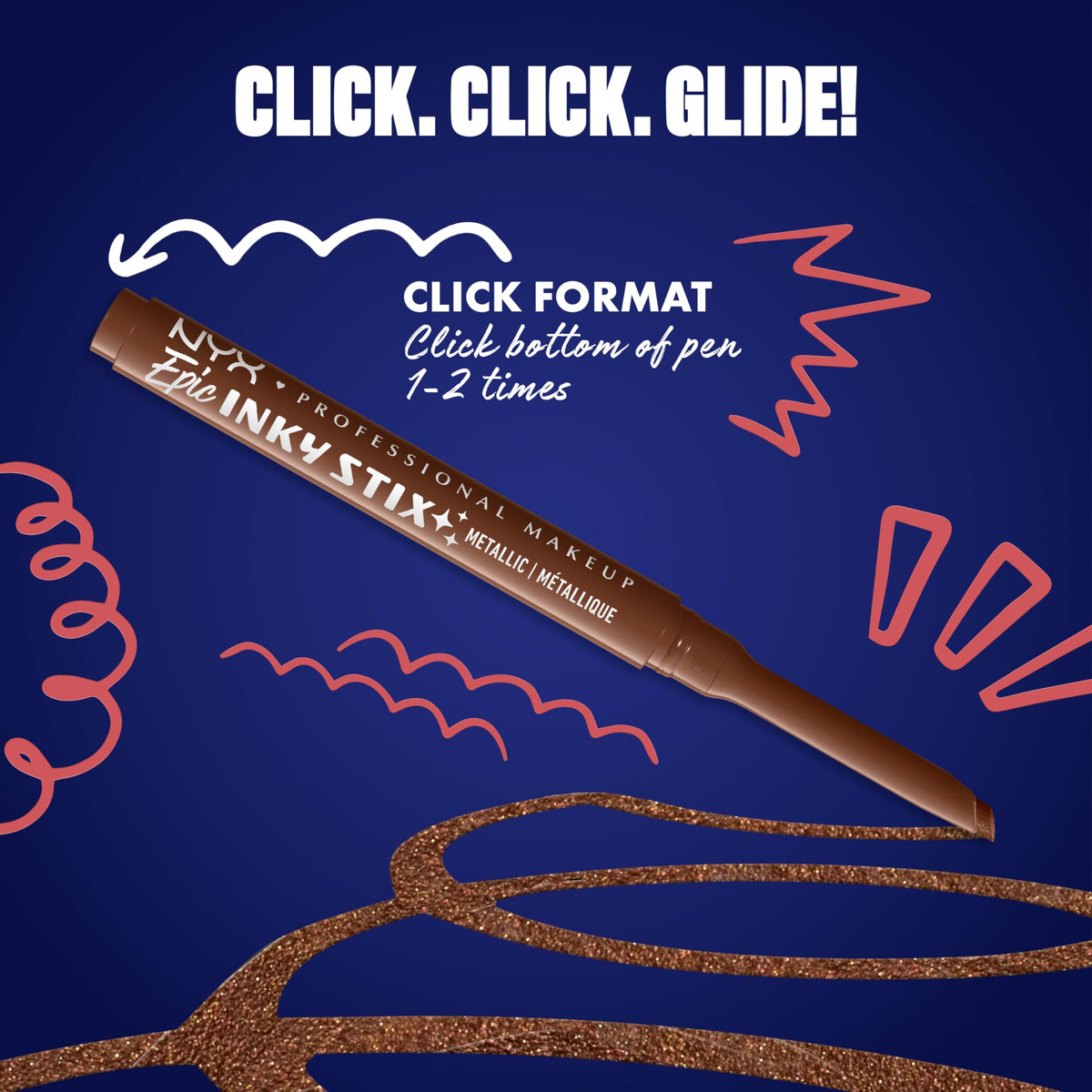 NYX Epic Inky Stix Eyeliner 03 Kinetic Copper swatch on skin
