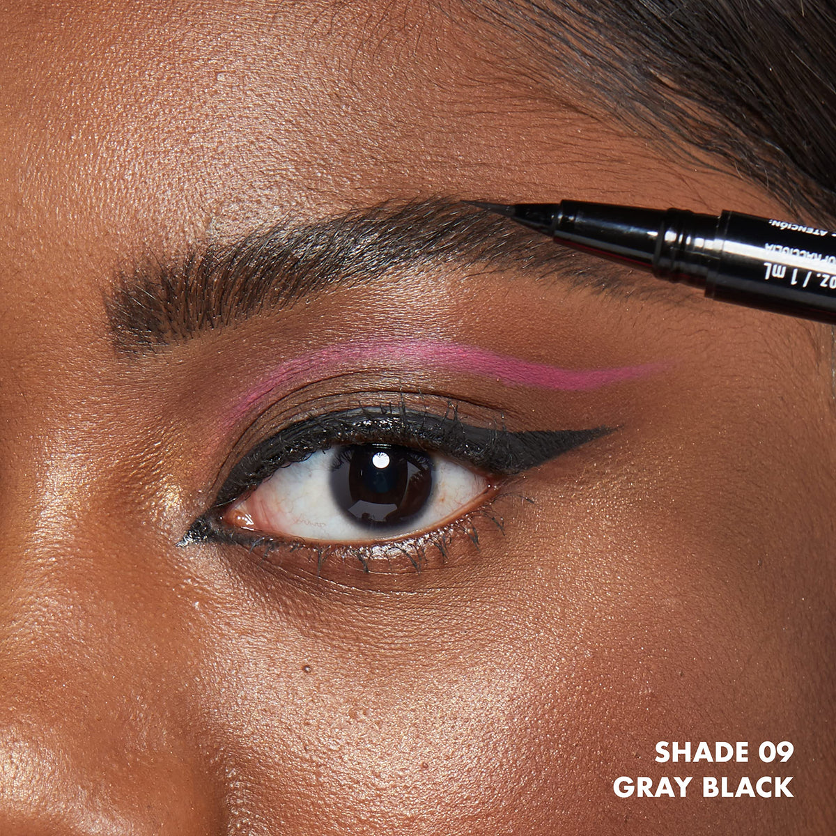 NYX eyebrow tint pen Gray Black displayed on a makeup table
