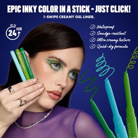 NYX Eyeliner application close-up on model's eyes