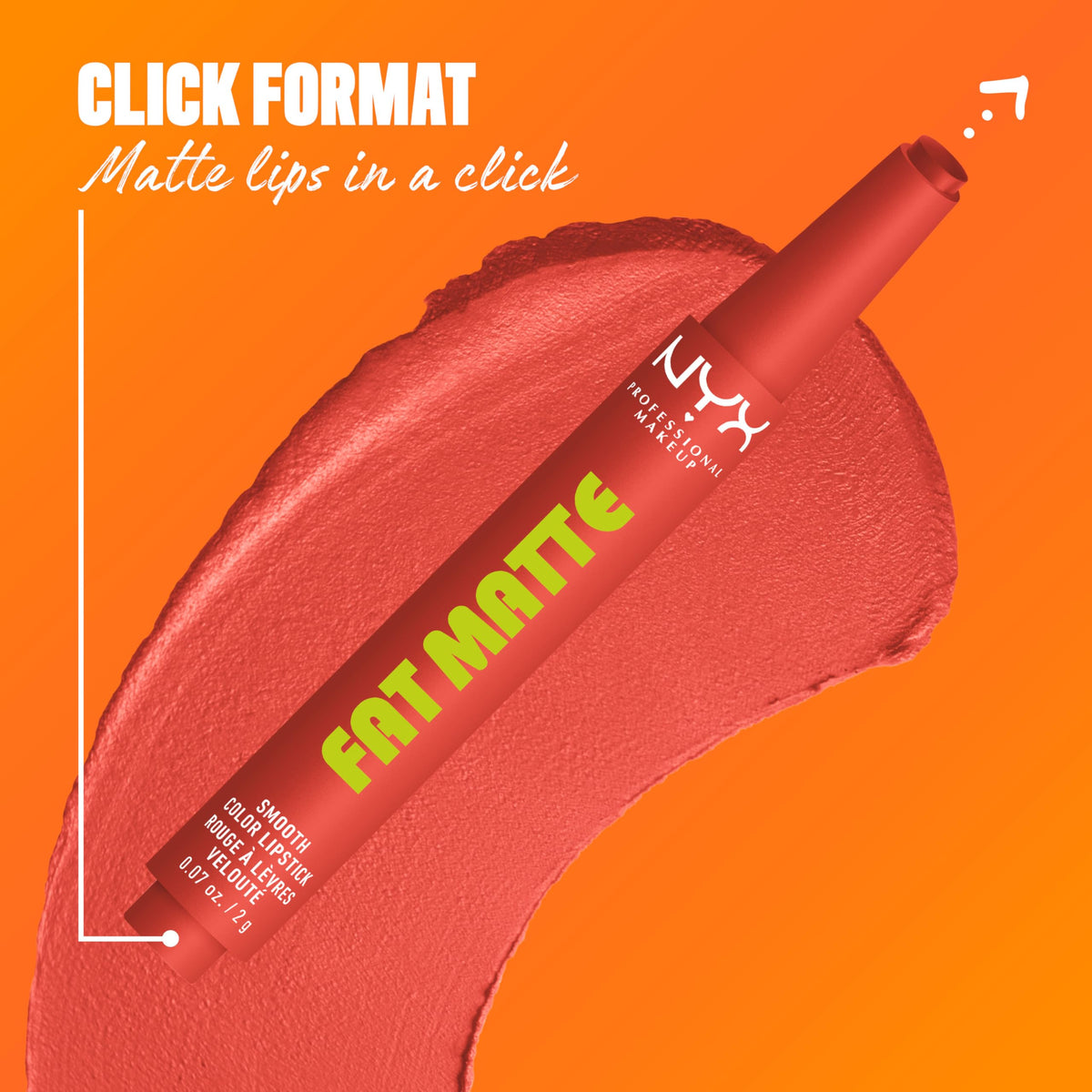 NYX Fat Matte Lipstick Coral Cuddlin' in makeup bag