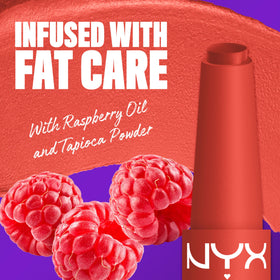 NYX Fat Matte Lipstick Coral Cuddlin' swatch on skin