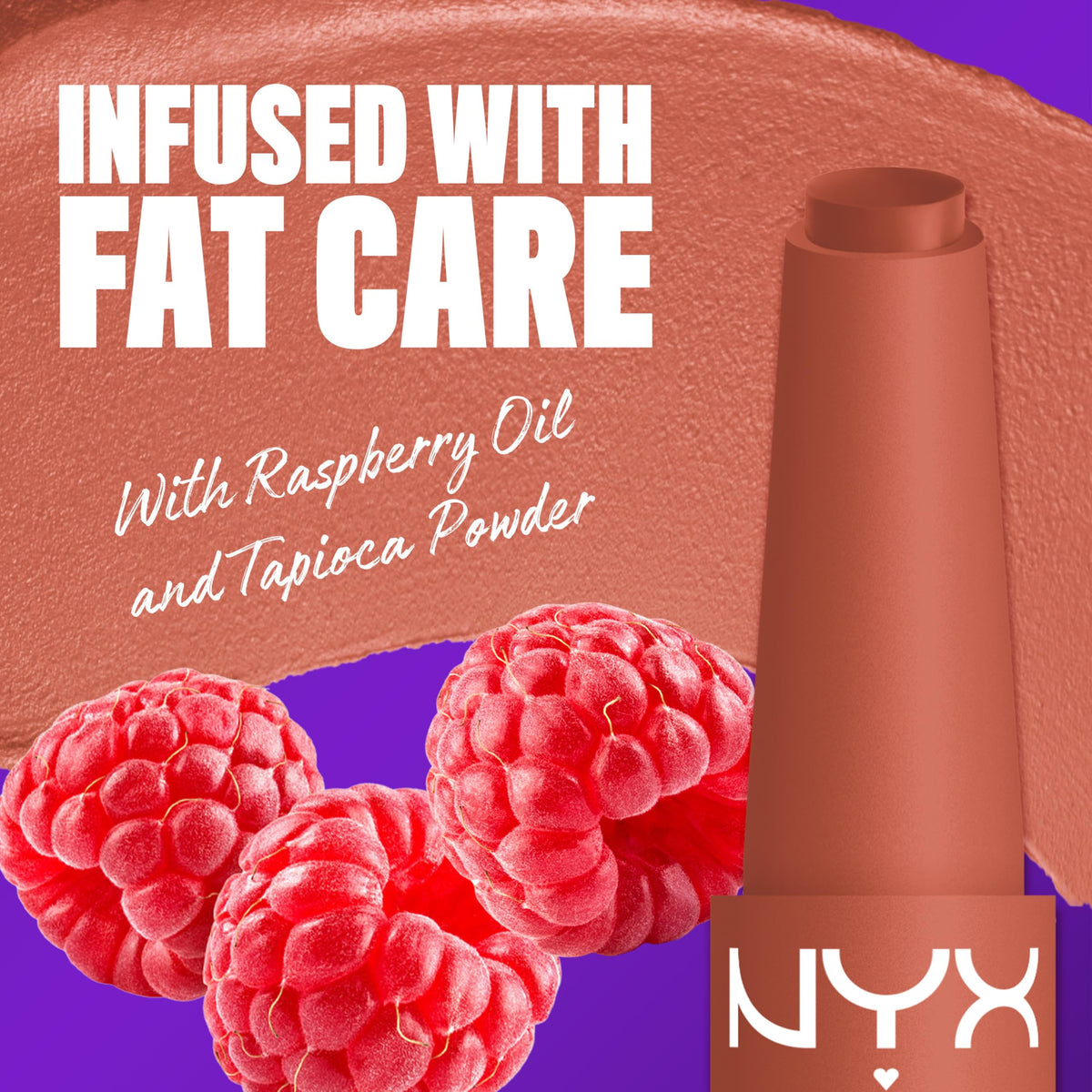 NYX Fat Matte Lipstick Cozy Whipped swatch on skin