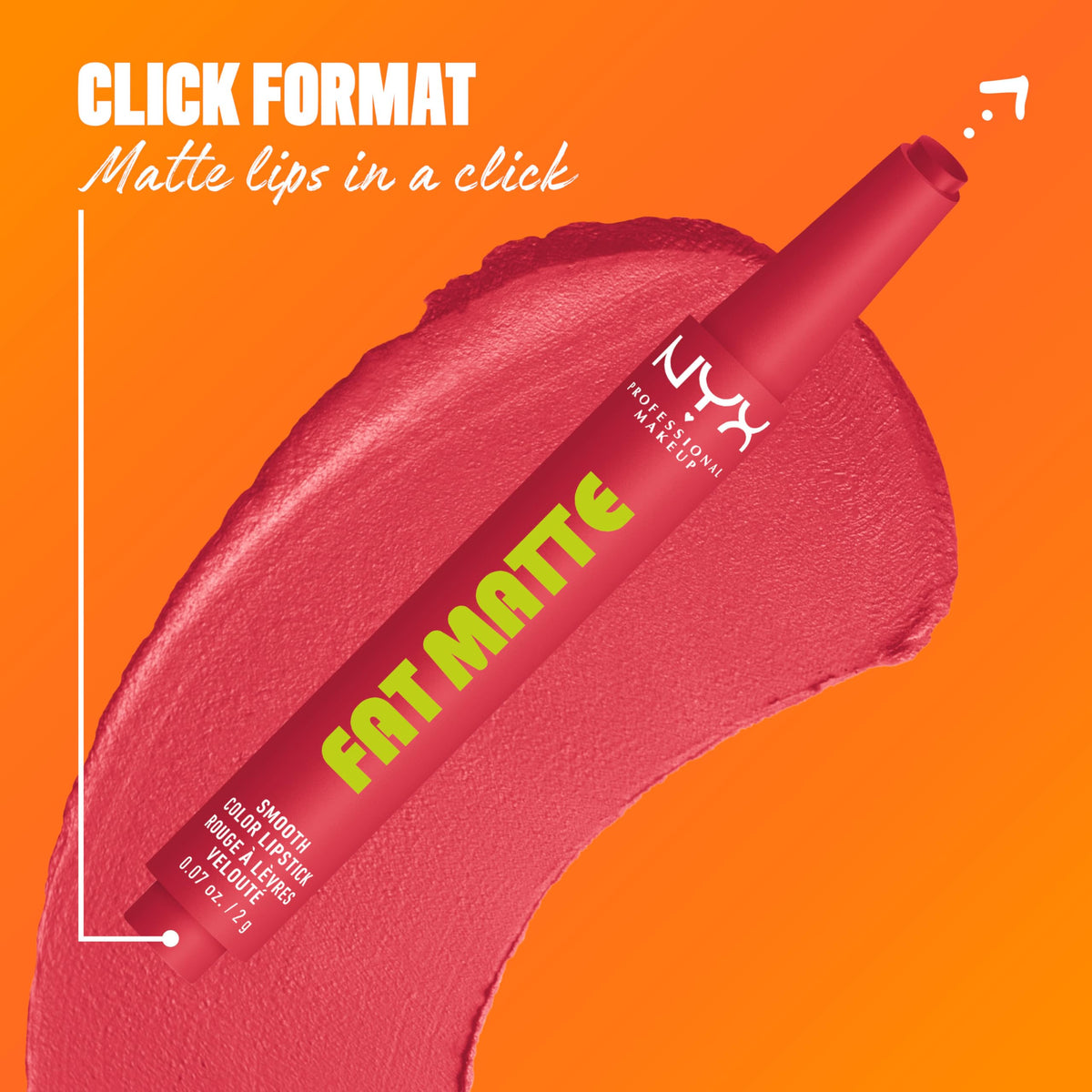 NYX Fat Matte Lipstick Flamingo Feather with raspberry oil ingredients