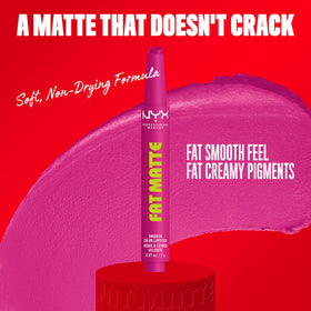 NYX Fat Matte Lipstick Fluffy Fuchsia swatch on skin
