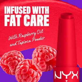 NYX Fat Matte Lipstick packaging with Fuzzy Flame label