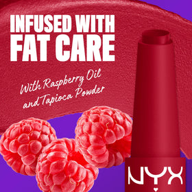 NYX Fat Matte Lipstick packaging with raspberry oil