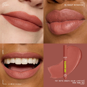 NYX Fat Matte Lipstick Rose Robe swatch on skin