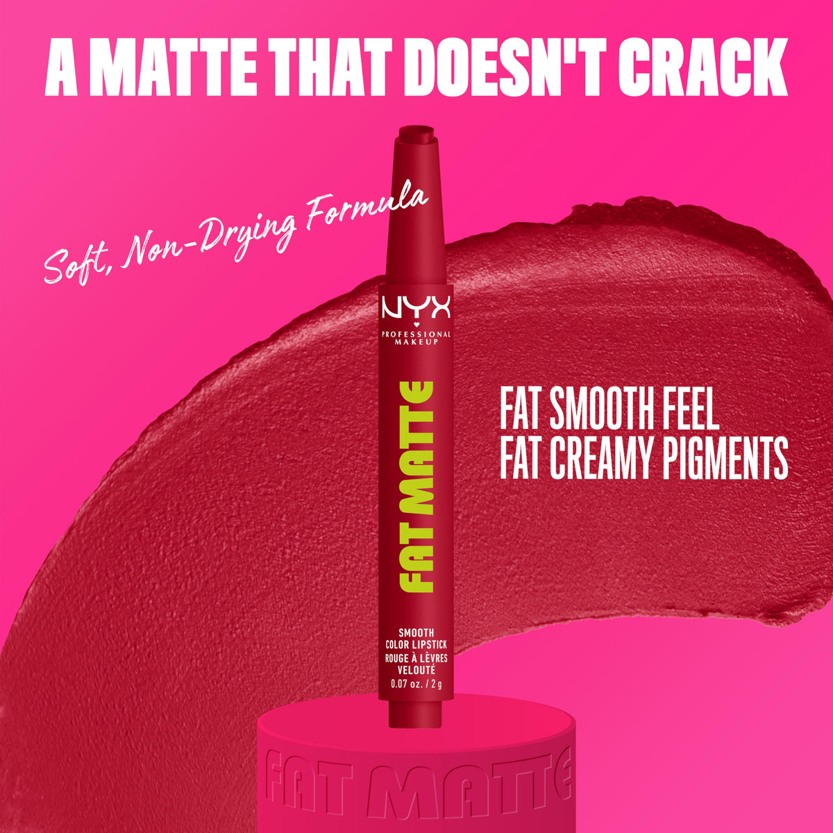 NYX Fat Matte Lipstick showing creamy texture