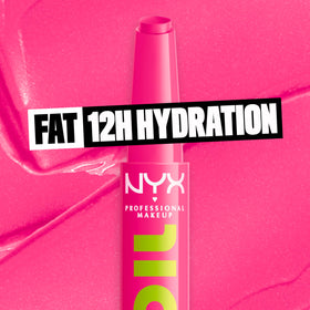 NYX Fat Oil Slick Click Lip Balm packaging with ingredients