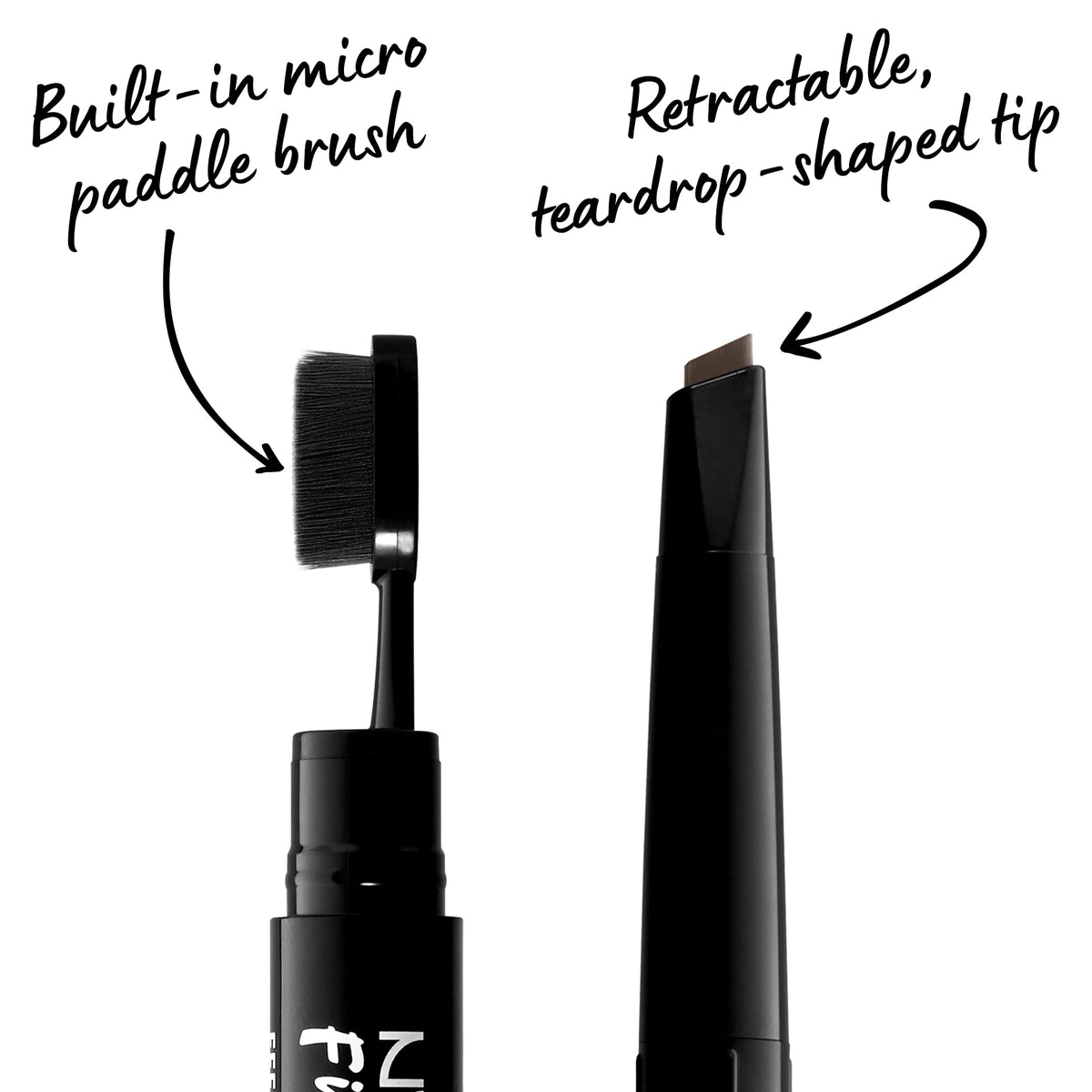 NYX Fill & Fluff Eyebrow Pomade Pencil Brunette with micro paddle brush