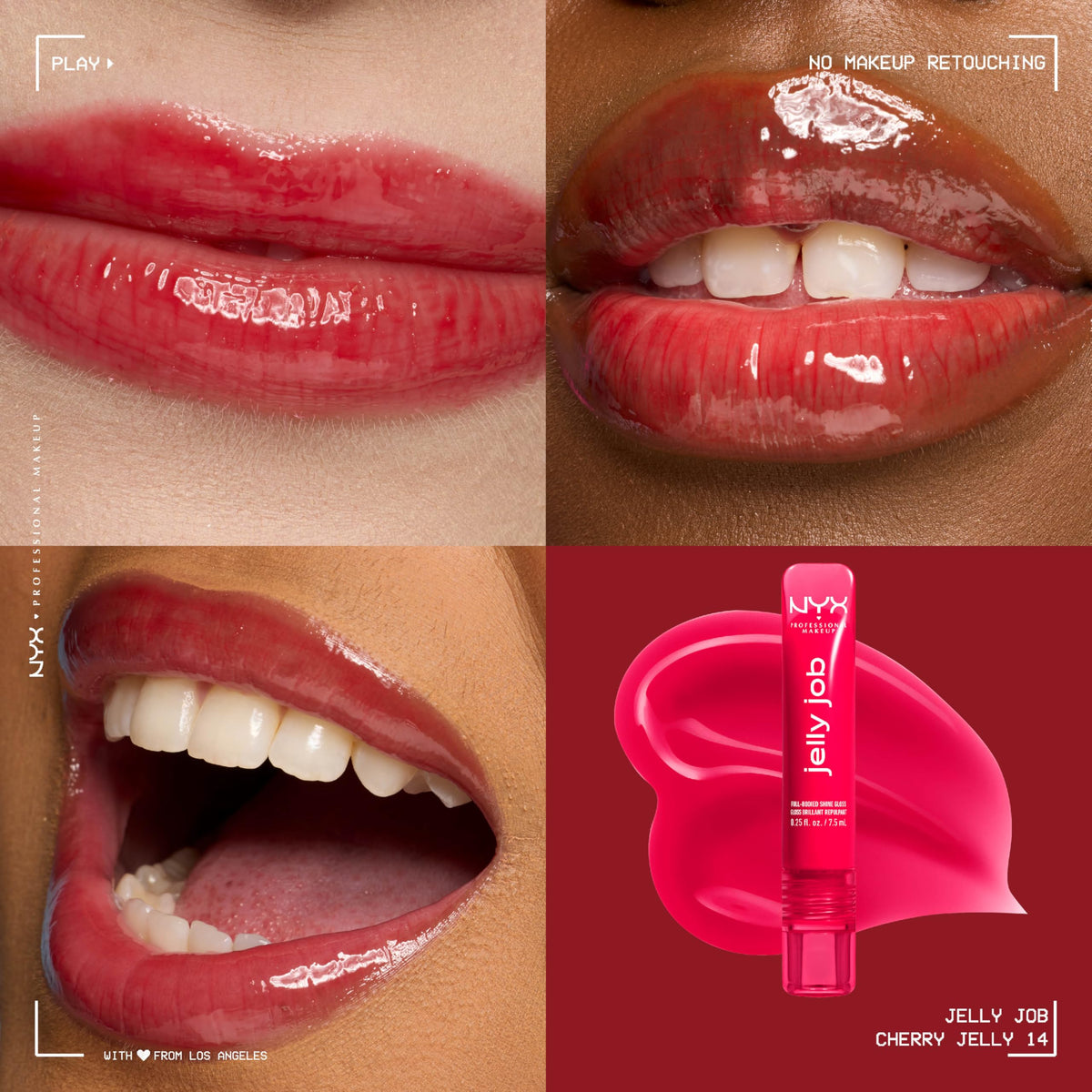 NYX Jelly Job Lip Gloss Cherry Jelly applicator close-up