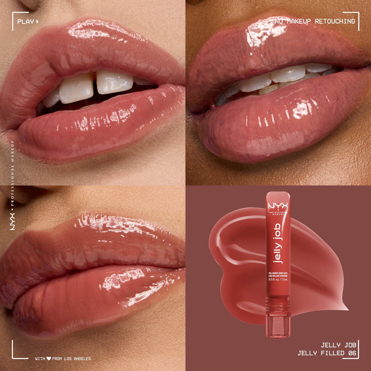 NYX Jelly Job Lip Gloss Spice Brown applicator