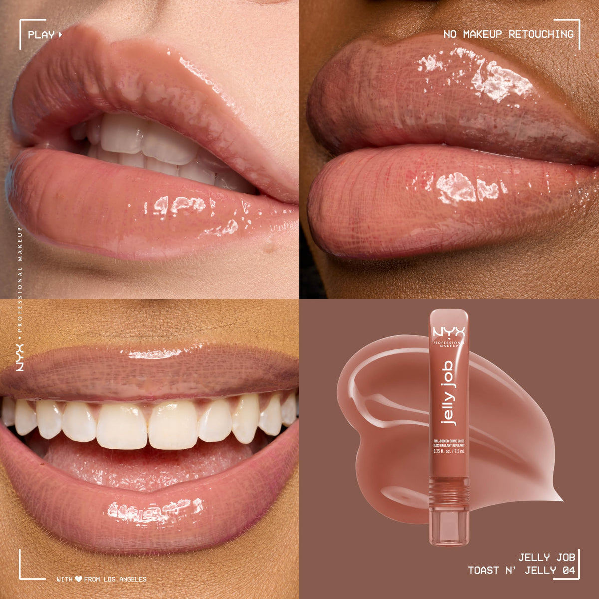 NYX Jelly Job Lip Gloss Toast N' Jelly applicator close-up