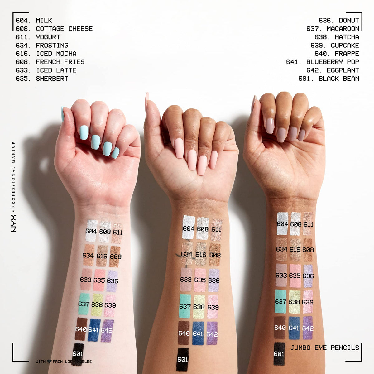 NYX Jumbo Eye Pencil Black Bean swatch on skin