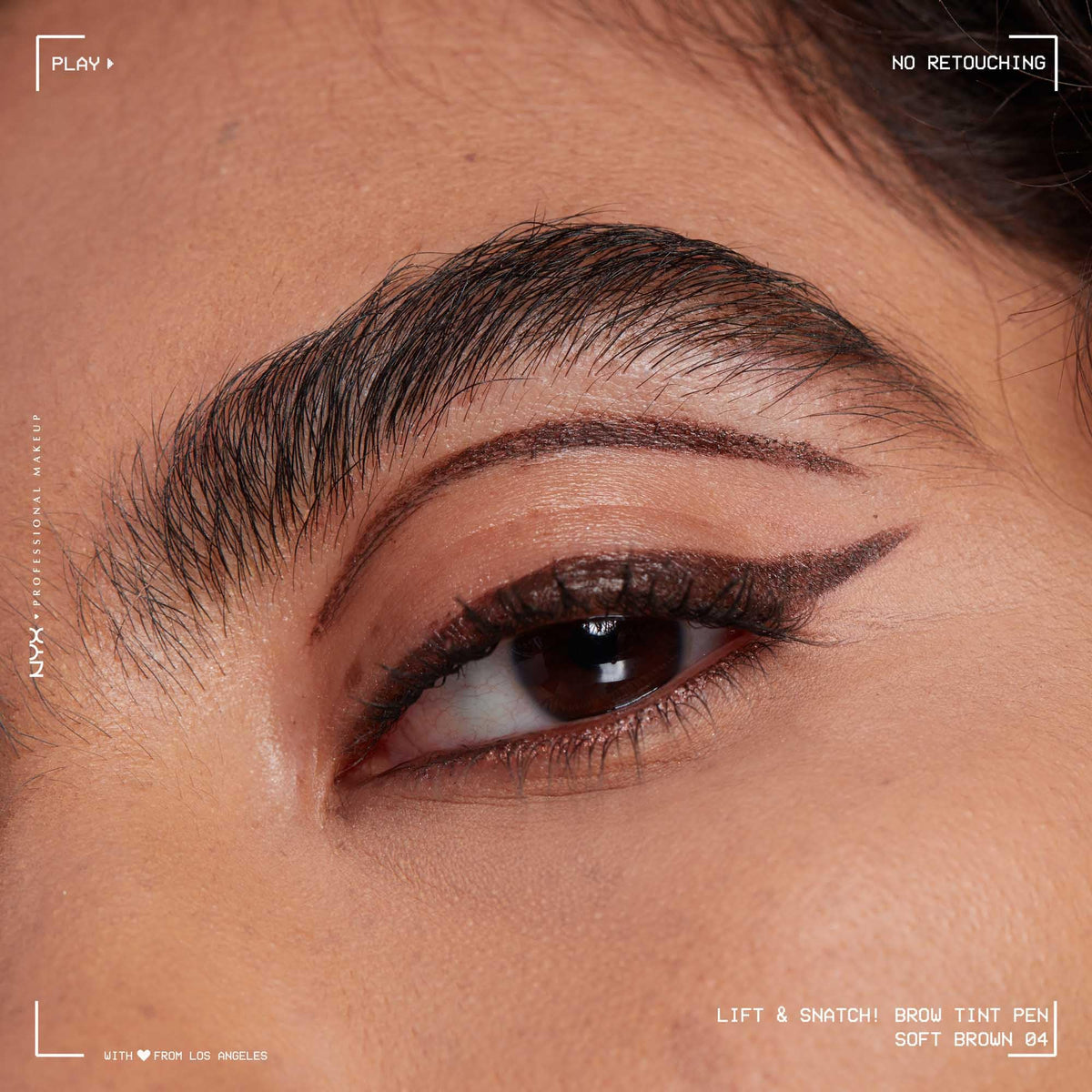 NYX Lift & Snatch Eyebrow Tint Pen Soft Brown applied on eyebrow