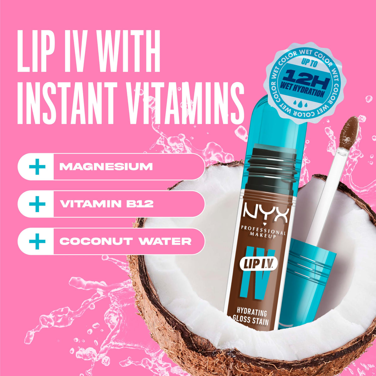 NYX Lip IV Hydrating Glossy Lip Stain applied on lips