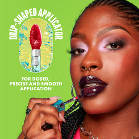NYX Lip IV Hydrating Glossy Lip Stain Cranberry Splash texture on lips