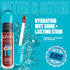 NYX Lip IV Hydrating Glossy Lip Stain Drippin In Rose texture swatch
