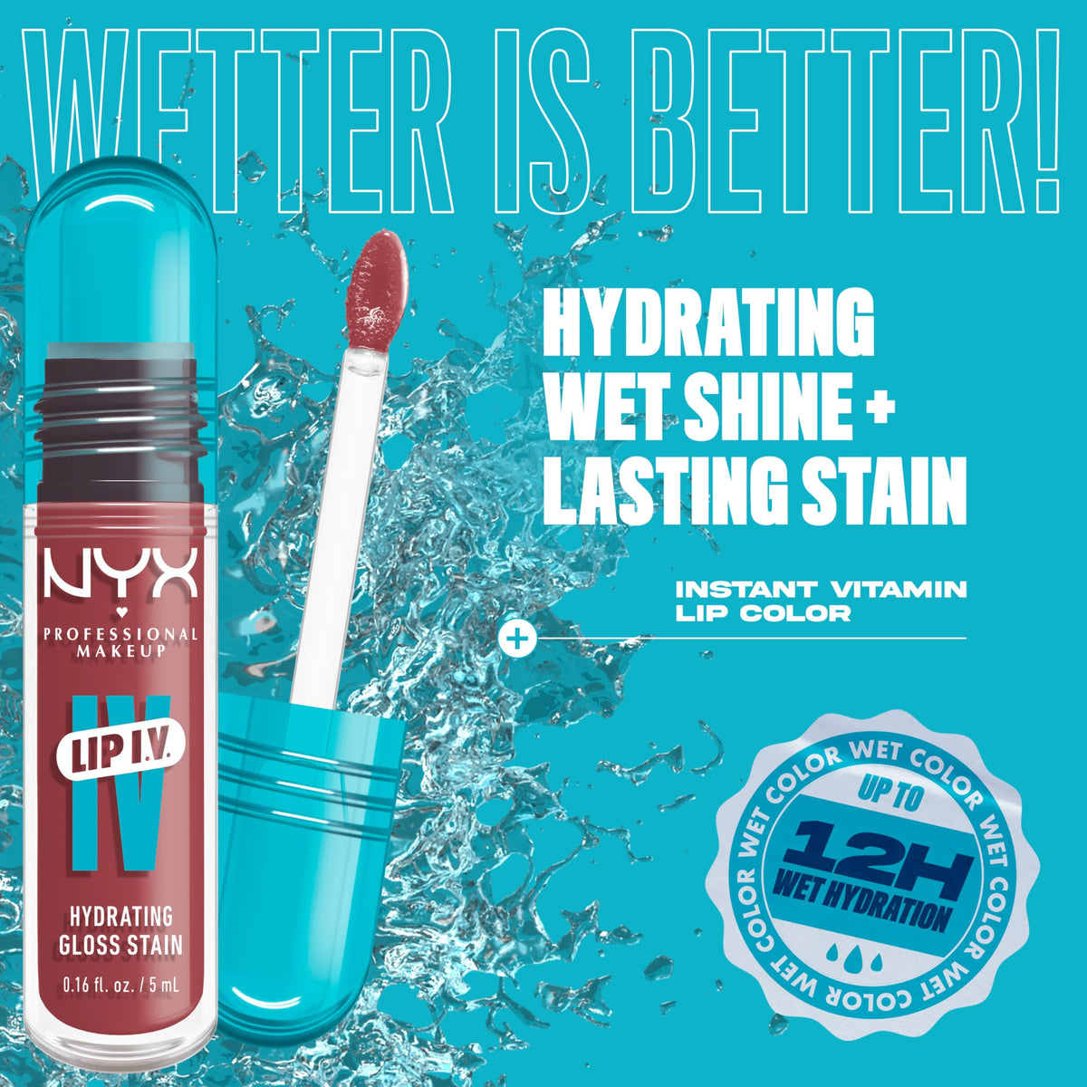 NYX Lip IV Hydrating Glossy Lip Stain Petal Pourin' swatch on skin
