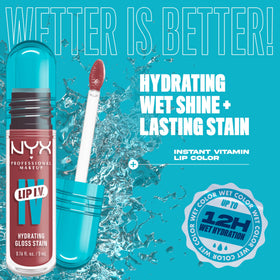 NYX Lip IV Hydrating Glossy Lip Stain Petal Pourin' swatch on skin