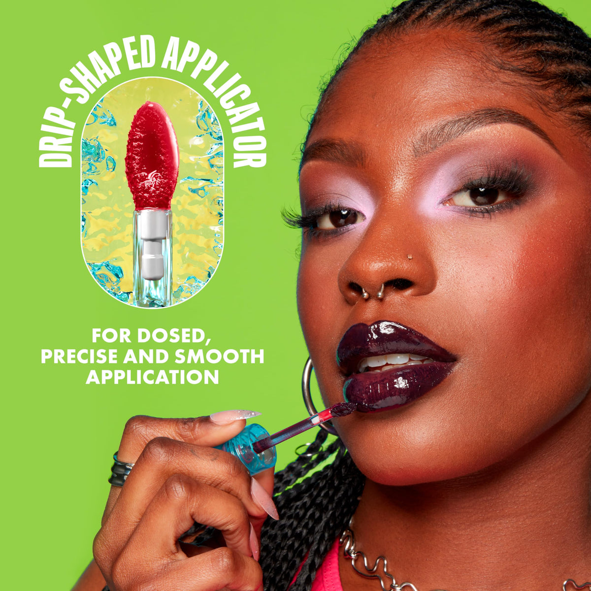 NYX Lip IV Hydrating Glossy Lip Stain Red-y Set Wet in natural light